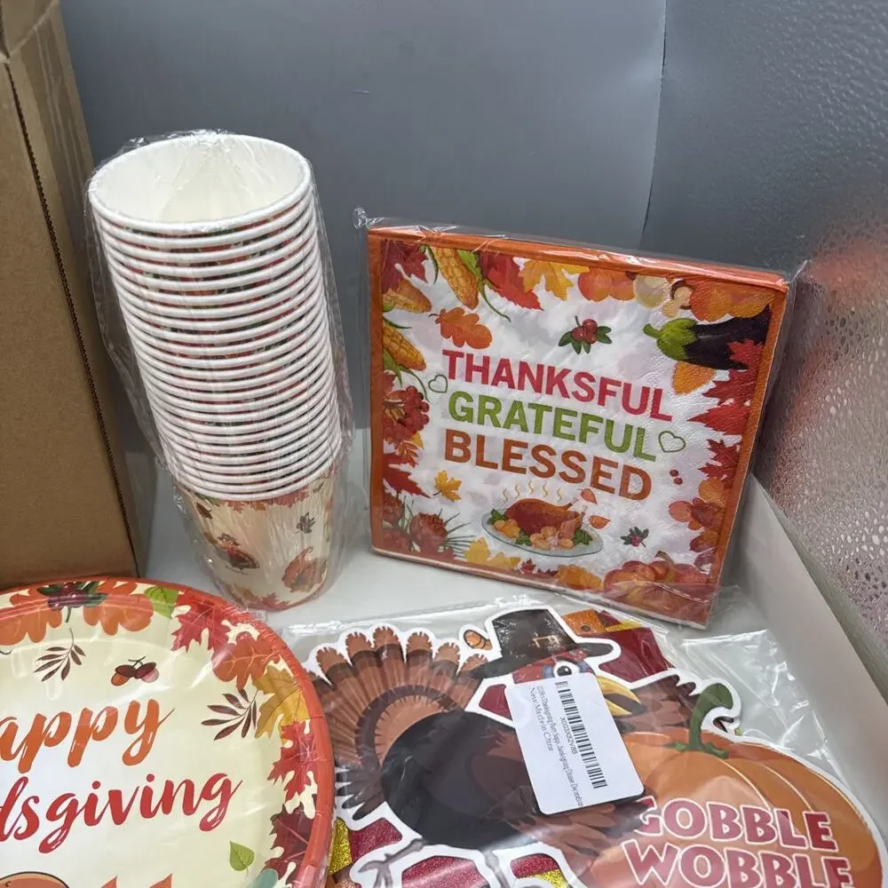 189Pcs Thanksgiving Party Supplies Thanksgiving Plates And Napkins Thanksgivi...